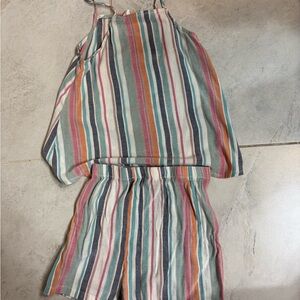 SHEIN Red and Pink Matching Jumpsuit Set